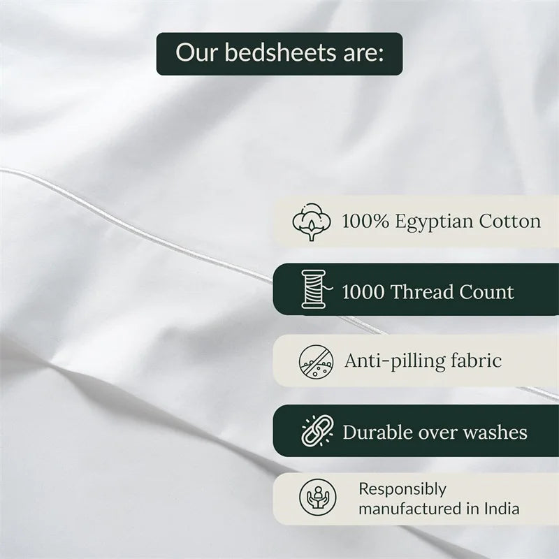 100% Egyptian Cotton Bed Sheet Set 1000TC [Queen & King]