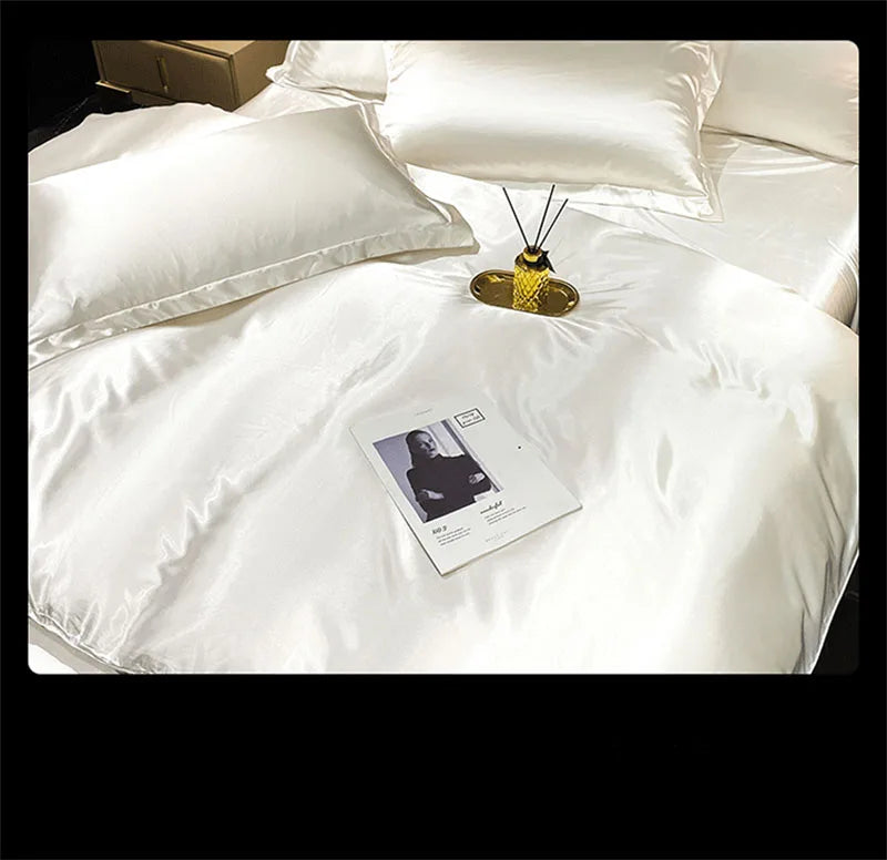 DecorBites™ Luxurious Silk Bedding Set with Sheets