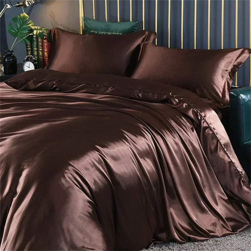DecorBites™ Luxurious Silk Bedding Set with Sheets
