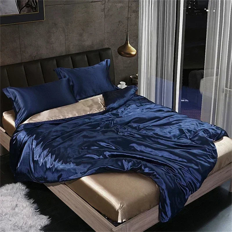 DecorBites™ Luxurious Silk Bedding Set with Sheets
