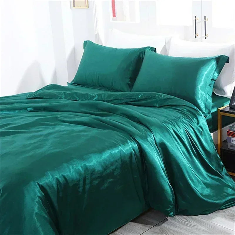 DecorBites™ Luxurious Silk Bedding Set with Sheets