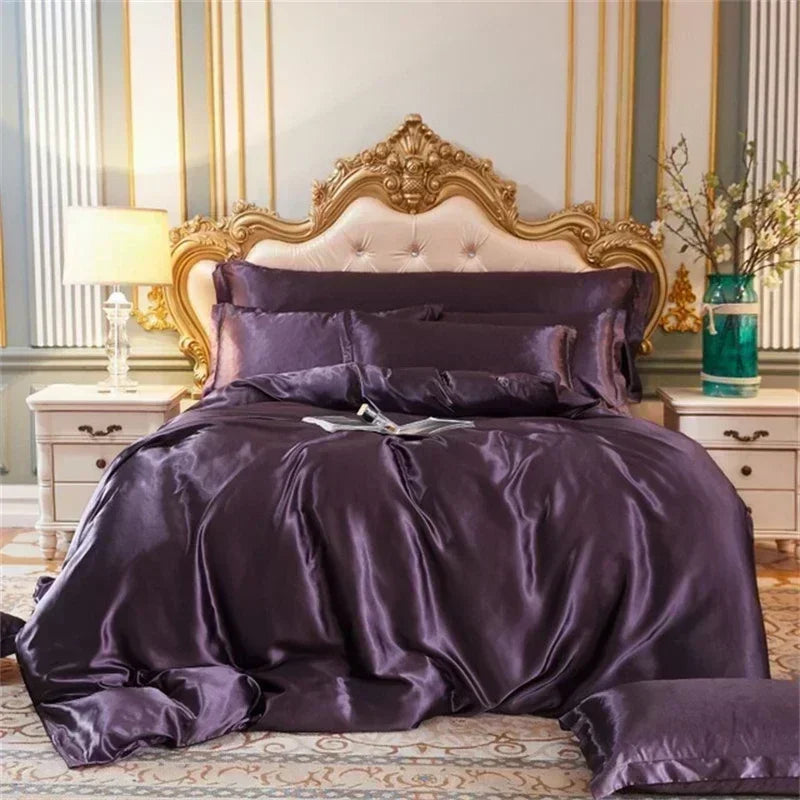 DecorBites™ Luxurious Silk Bedding Set with Sheets