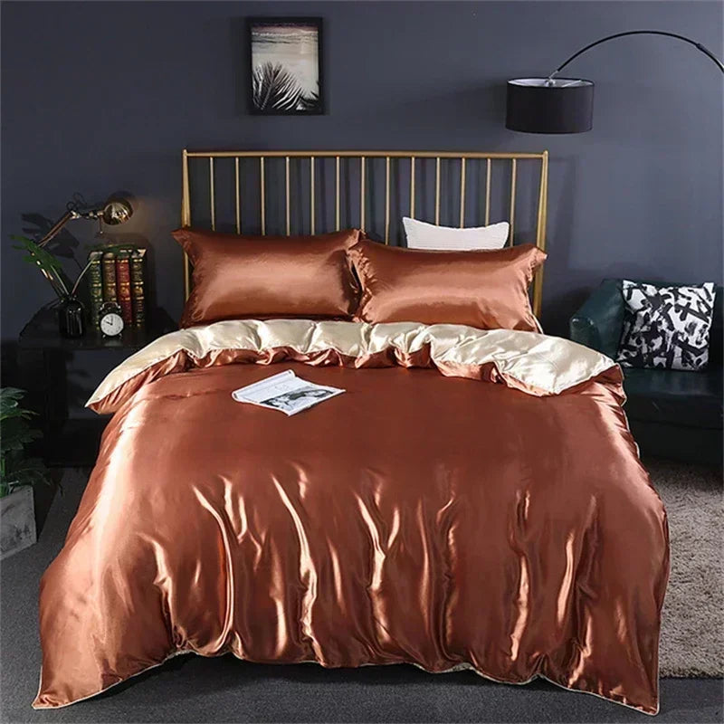DecorBites™ Luxurious Silk Bedding Set with Sheets