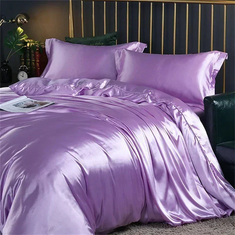 DecorBites™ Luxurious Silk Bedding Set with Sheets