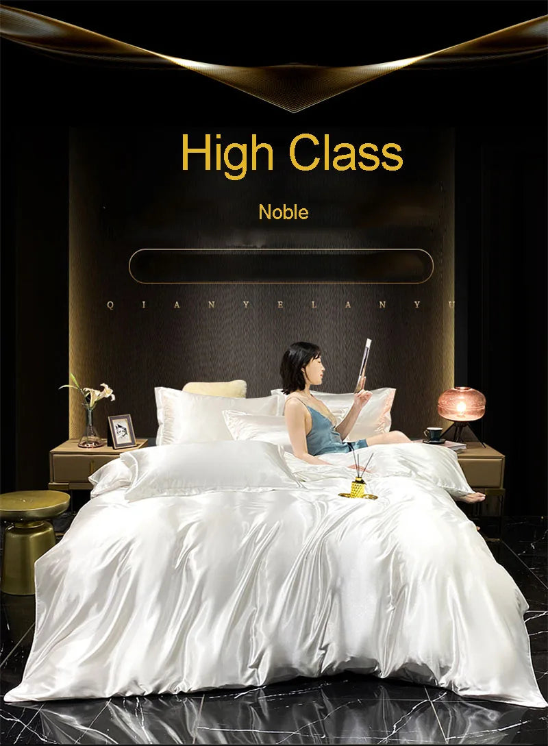 DecorBites™ Luxurious Silk Bedding Set with Sheets
