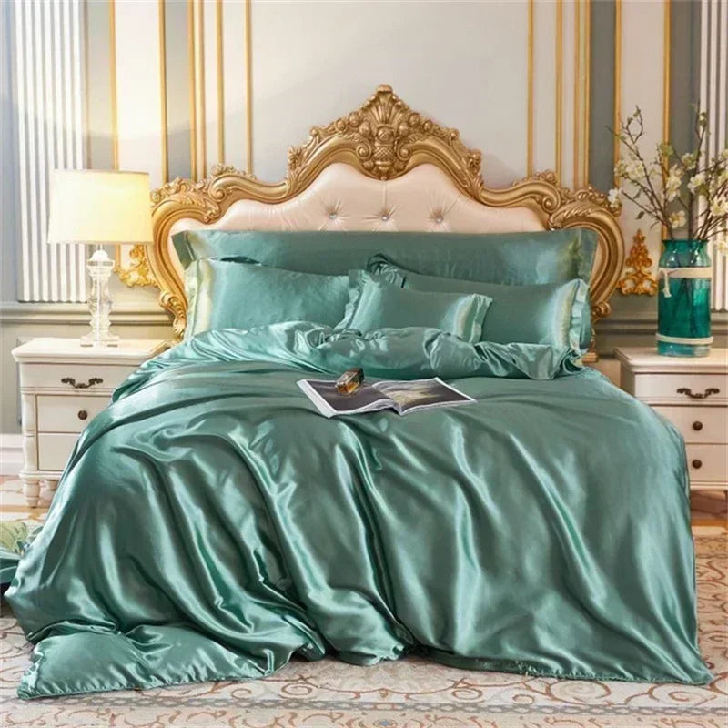 DecorBites™ Luxurious Silk Bedding Set with Sheets