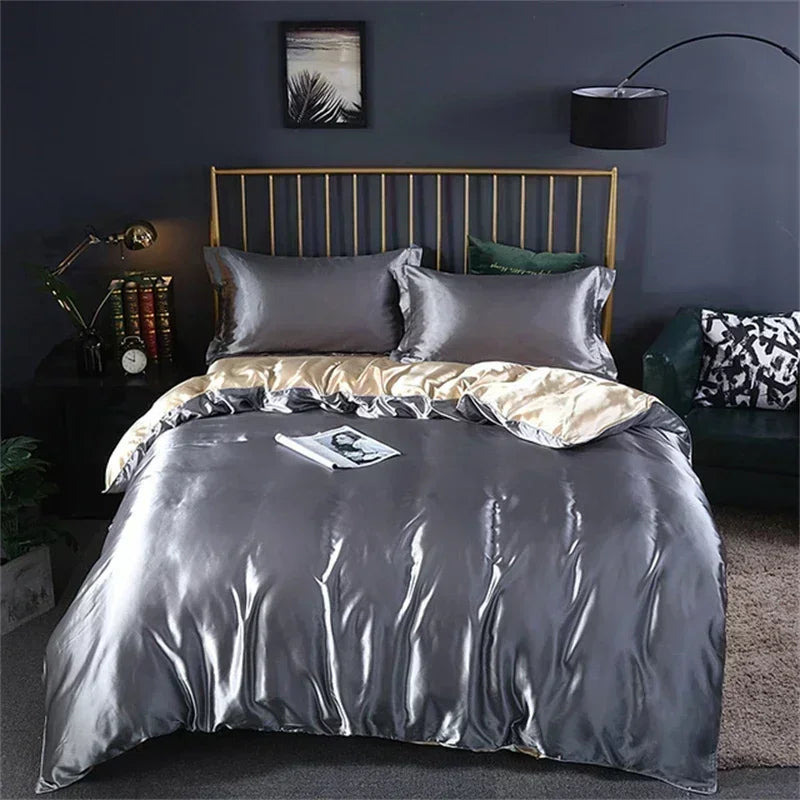 DecorBites™ Luxurious Silk Bedding Set with Sheets