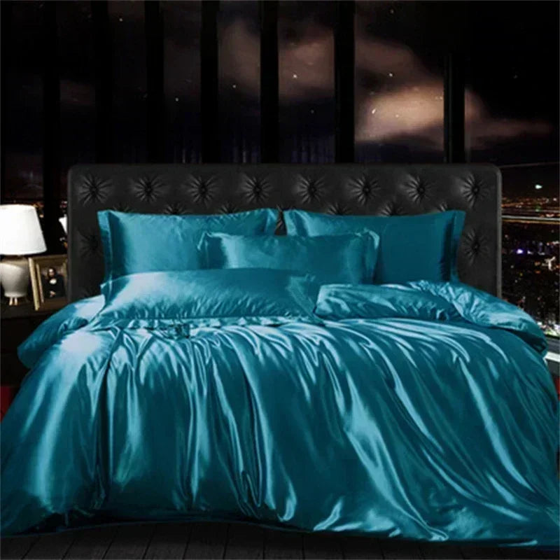DecorBites™ Luxurious Silk Bedding Set with Sheets