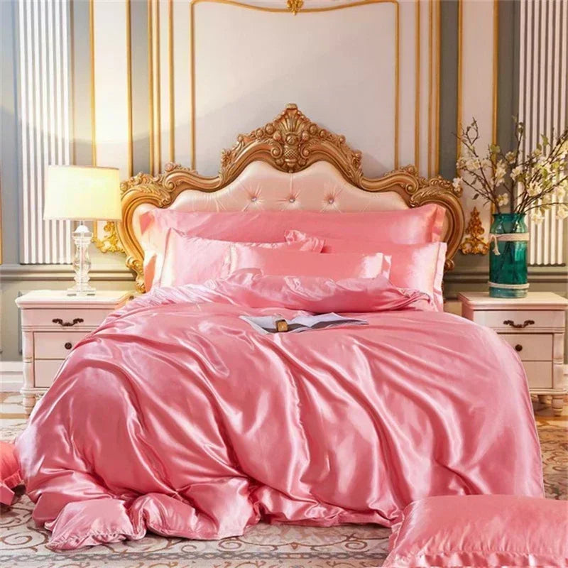 DecorBites™ Luxurious Silk Bedding Set with Sheets