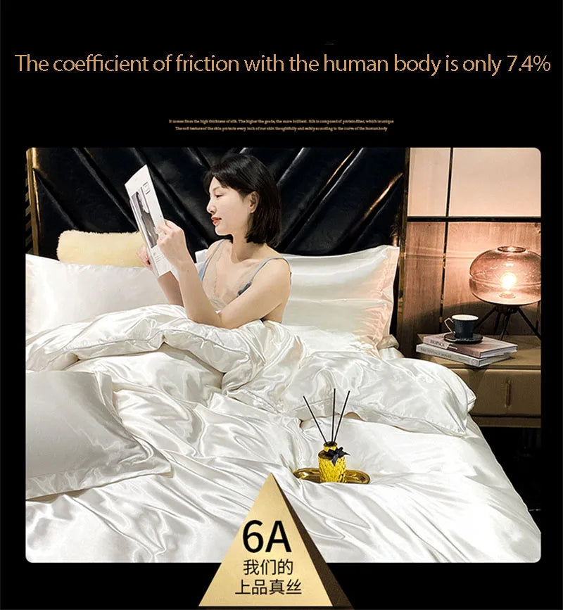 DecorBites™ Luxurious Silk Bedding Set with Sheets