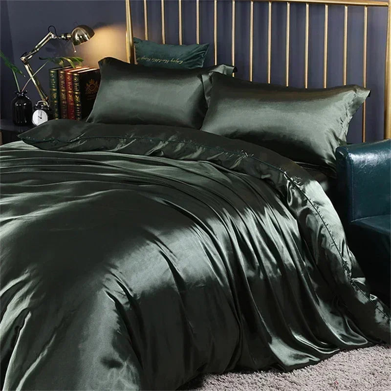 DecorBites™ Luxurious Silk Bedding Set with Sheets