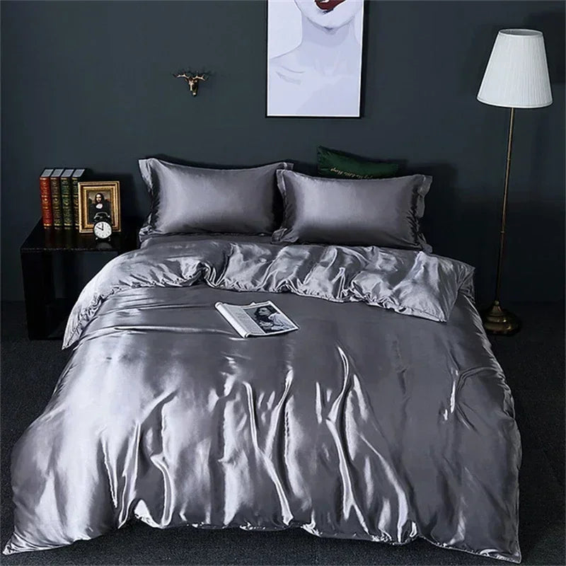 DecorBites™ Luxurious Silk Bedding Set with Sheets