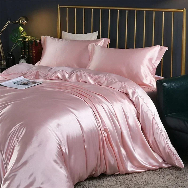 DecorBites™ Luxurious Silk Bedding Set with Sheets