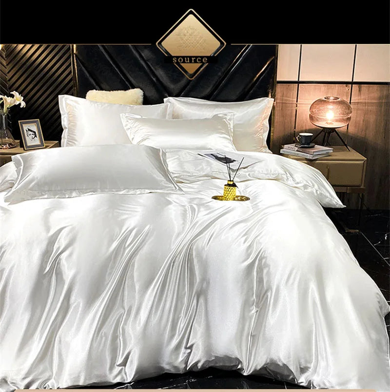 DecorBites™ Luxurious Silk Bedding Set with Sheets