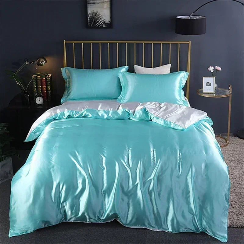 DecorBites™ Luxurious Silk Bedding Set with Sheets