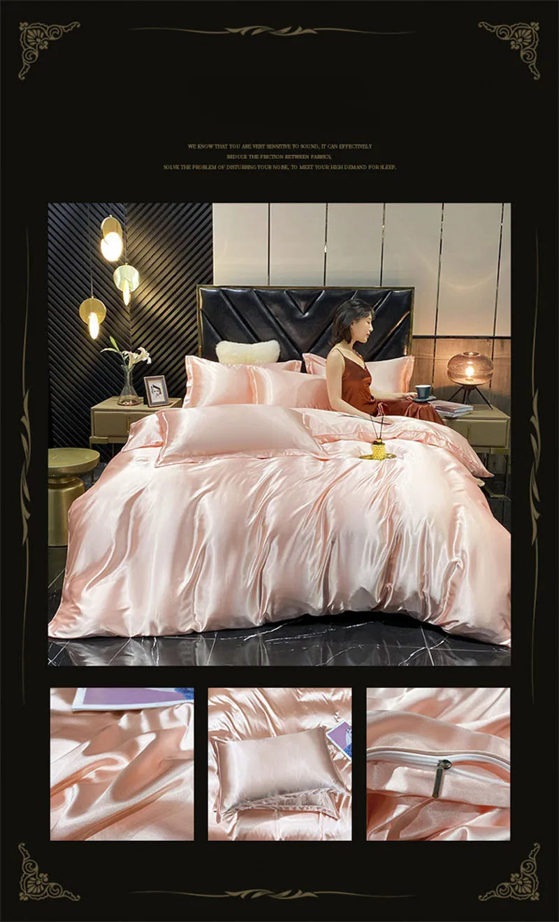 DecorBites™ Luxurious Silk Bedding Set with Sheets