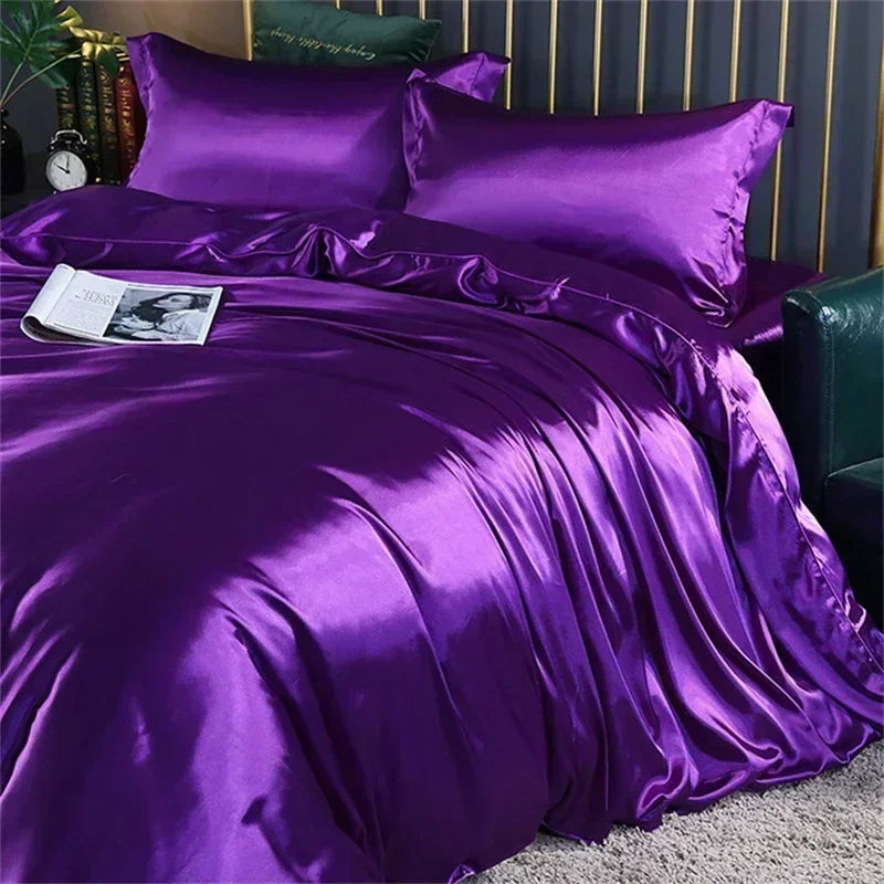 DecorBites™ Luxurious Silk Bedding Set with Sheets