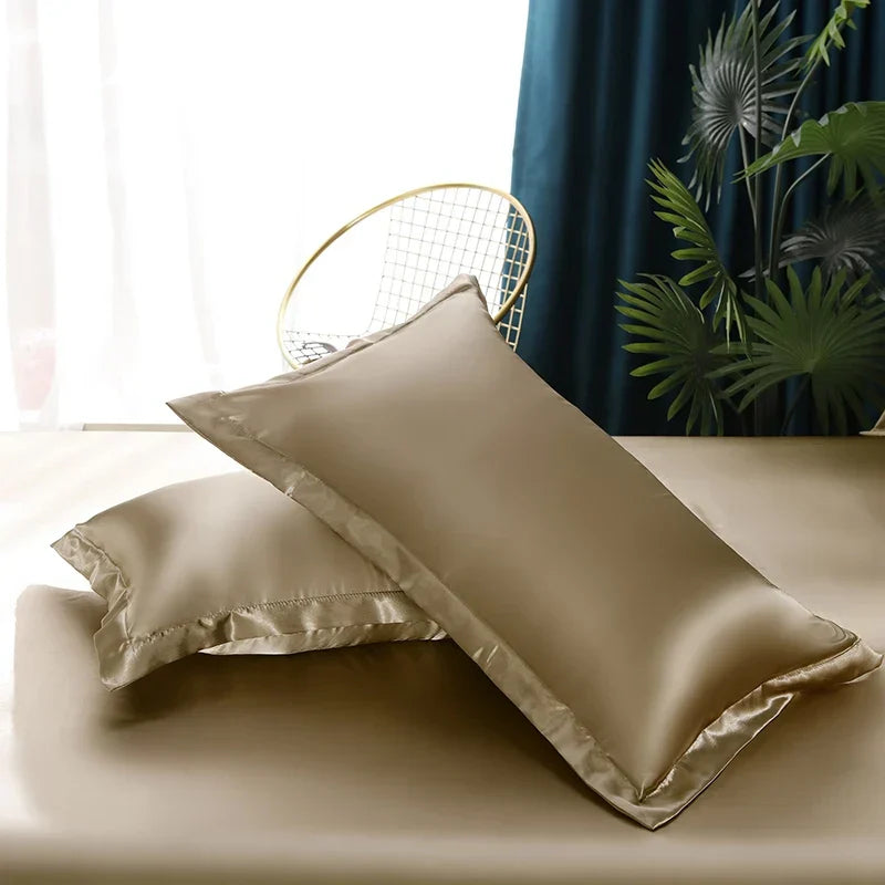 Luxury Silk Bedding Set: Duvet Cover, Bed Sheet, Pillowcase