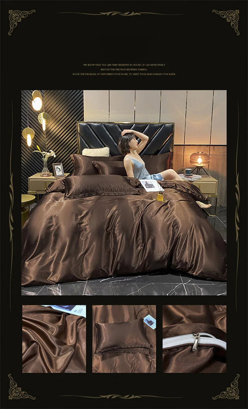 Luxury Silk Comforter Set with Sheets And Pillow Case