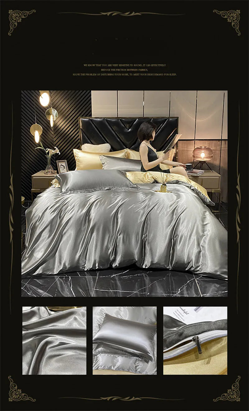 Luxury Silk Comforter Set with Sheets And Pillow Case