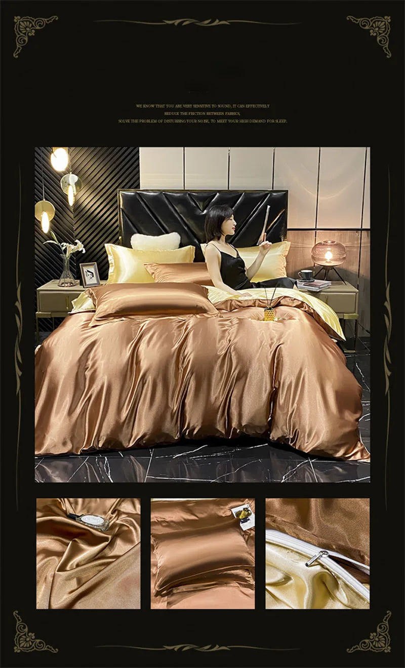 Luxury Silk Comforter Set with Sheets And Pillow Case