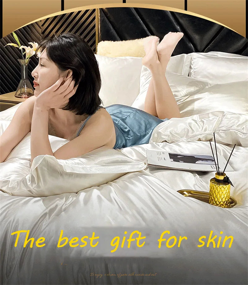 Luxury Silk Comforter Set with Sheets And Pillow Case