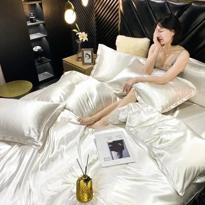 Luxury Silk Comforter Set with Sheets And Pillow Case