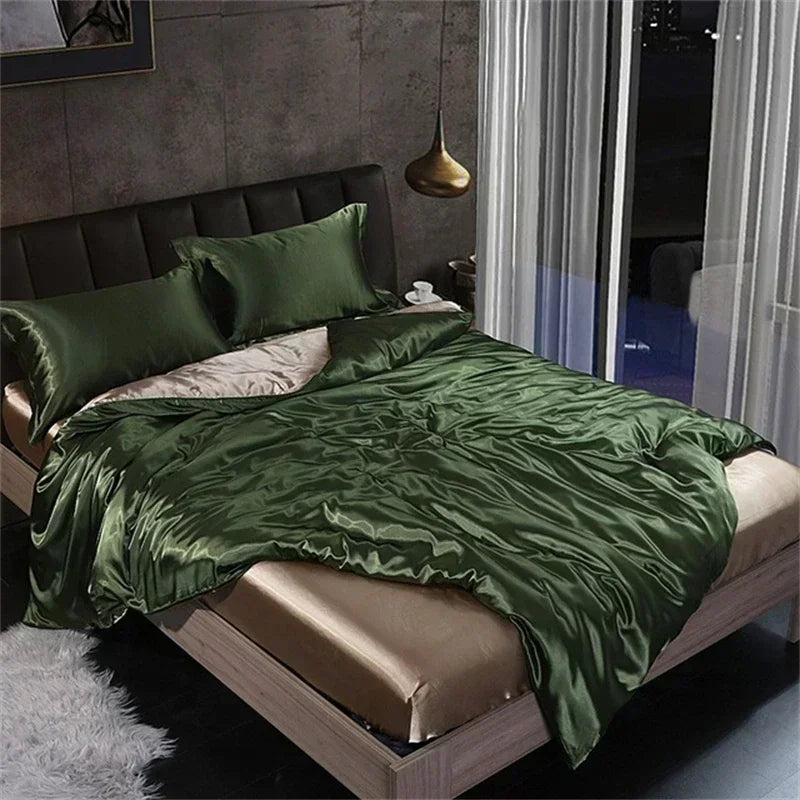Luxury Silk Comforter Set with Sheets And Pillow Case