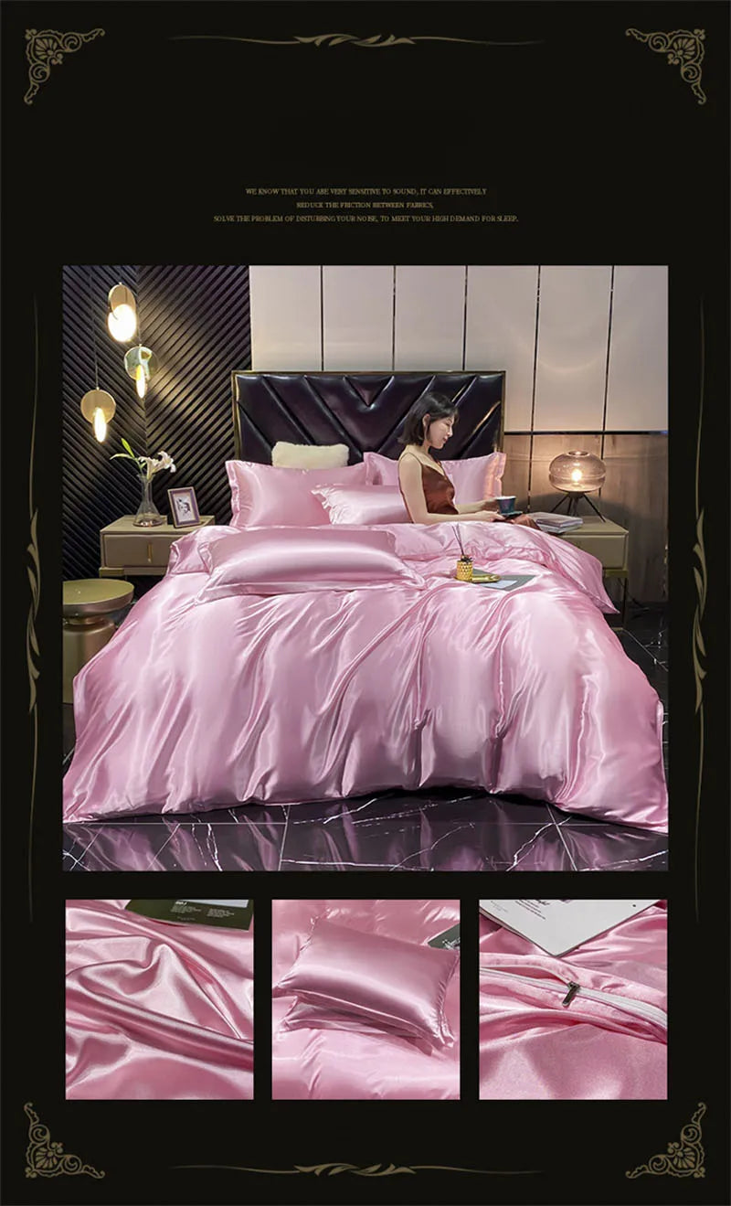Luxury Silk Comforter Set with Sheets And Pillow Case