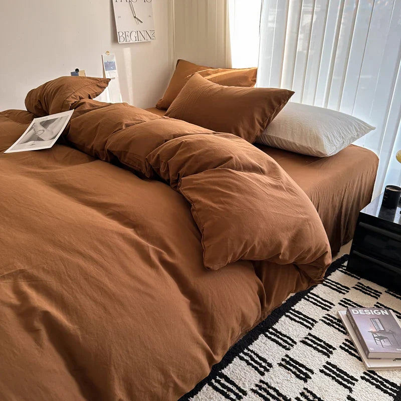 DecorBites™ Solid Cotton Bedding Set with Sheet - Various Sizes