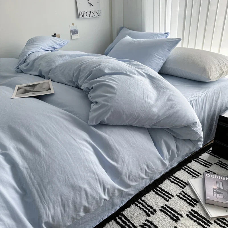 DecorBites™ Solid Cotton Bedding Set with Sheet - Various Sizes