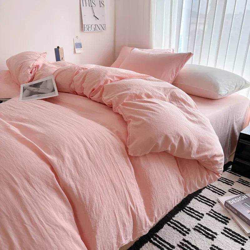 DecorBites™ Solid Cotton Bedding Set with Sheet - Various Sizes